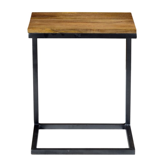 Suri Sofa Side Table in Industrial Solid Wood & Steel Frame