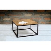 Suri Modern Industrial Modern Square Coffee Table in Mango Wood & Metal Detail 