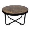 Suri Modern Industrial Round Coffee Table in Dark Mango Wood &amp; Metal Detail