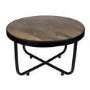 Suri Modern Industrial Round Coffee Table in Dark Mango Wood & Metal Detail