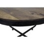 Suri Modern Industrial Round Coffee Table in Dark Mango Wood & Metal Detail