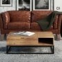 Solid Wood Flip Top Coffee Table with Industrial Black Base - Suri