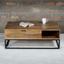 GRADE A1 - Suri Industrial Modern Coffee Table with Storage in Mango Wood & Metal Detail