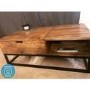 Solid Wood Flip Top Coffee Table with Industrial Black Base - Suri