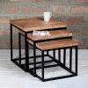 GRADE A2 - Suri Modern Industrial Nest of Tables in Solid Wood &amp; Metal Detail