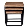 GRADE A2 - Suri Modern Industrial Nest of Tables in Solid Wood &amp; Metal Detail