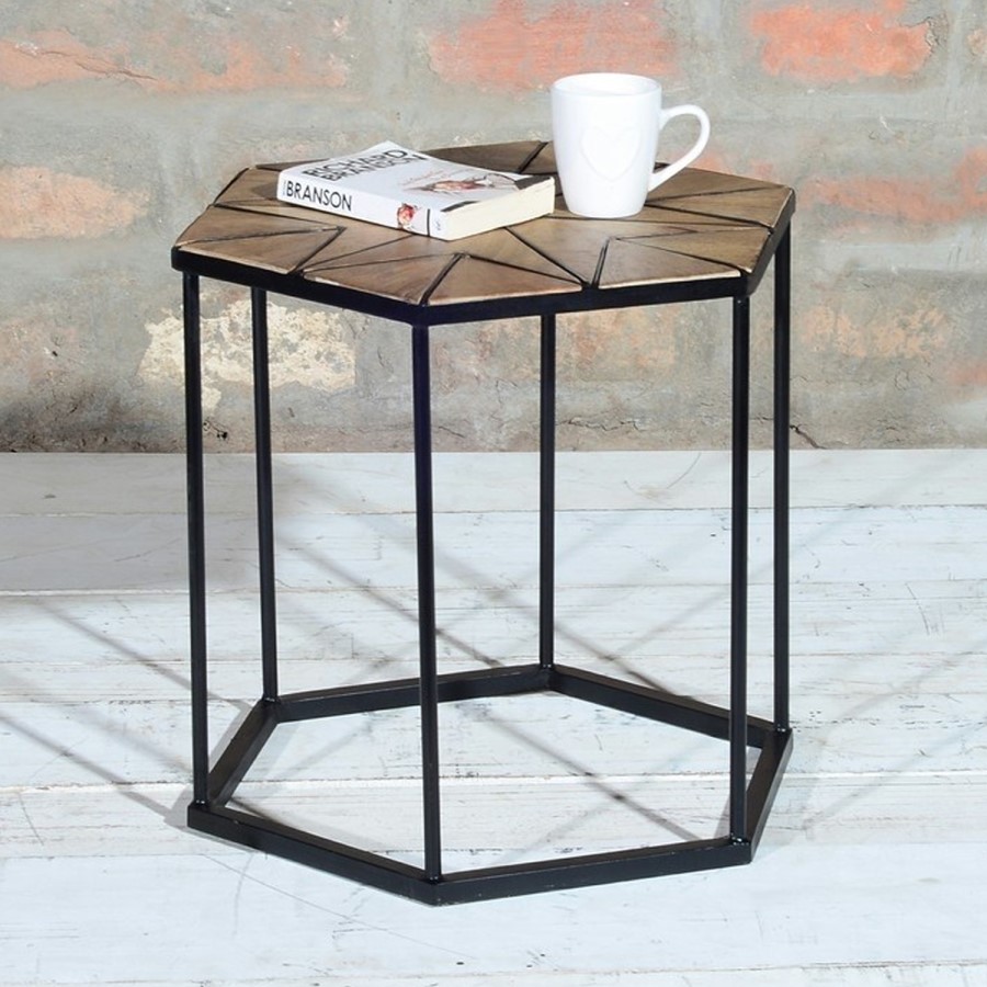 Industrial Hexagon Side Table- Suri