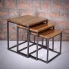 Suri Nest of Tables in Wood &amp; Iron - Industrial