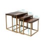 Dark Wood Side Tables with Gold Metal Finish - Suri