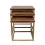 Dark Wood Side Tables with Gold Metal Finish - Suri