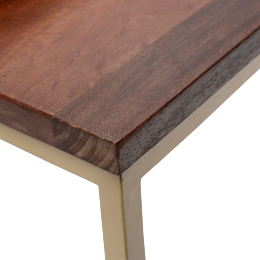 Dark Wood Side Tables with Gold Metal Finish - Suri