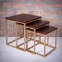 Dark Wood Side Tables with Gold Metal Finish - Suri