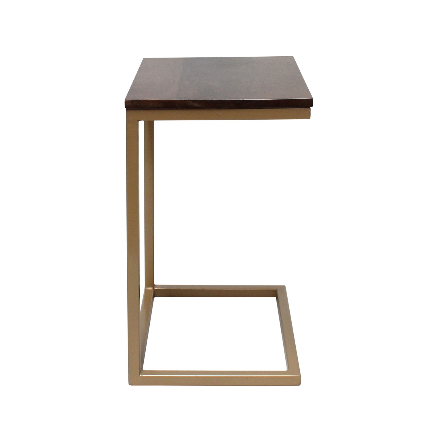 Suri Gold Side Table Metal with Dark Wood Top Furniture123