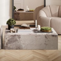 Large Rectangular Beige Marble Coffee Table - Sur