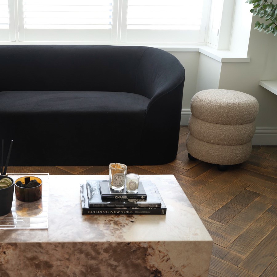 Large Rectangular Beige Marble Coffee Table - Sur