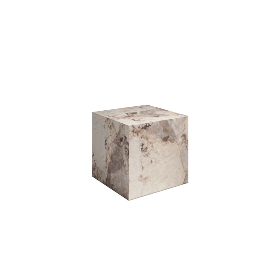 Square Beige Marble Side Table - Sur