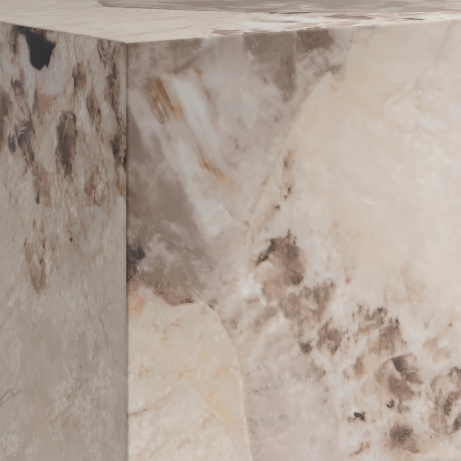 Square Beige Marble Side Table - Sur