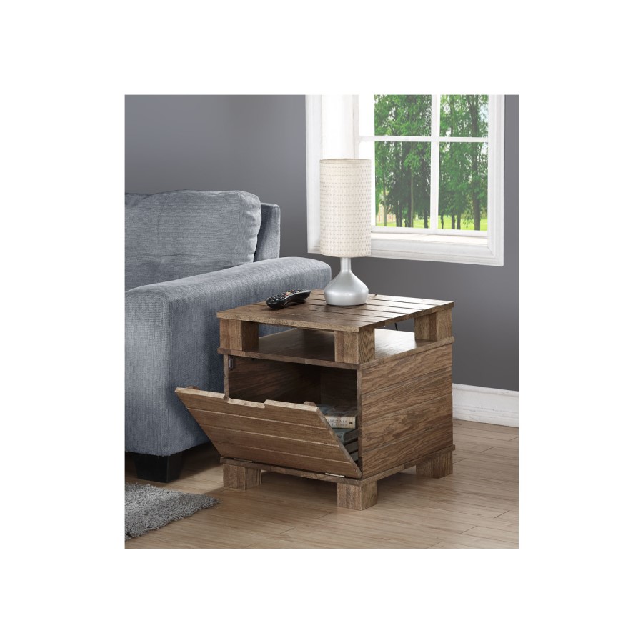 Rustic Oak Solid Wood Lamp Table