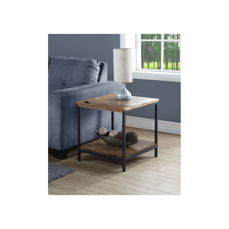 Jual Furnishings Metal and Rustic Oak Lamp Table