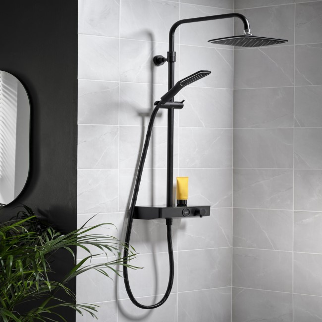 Triton Push Button Bar Diverter Mixer Shower Set - Black