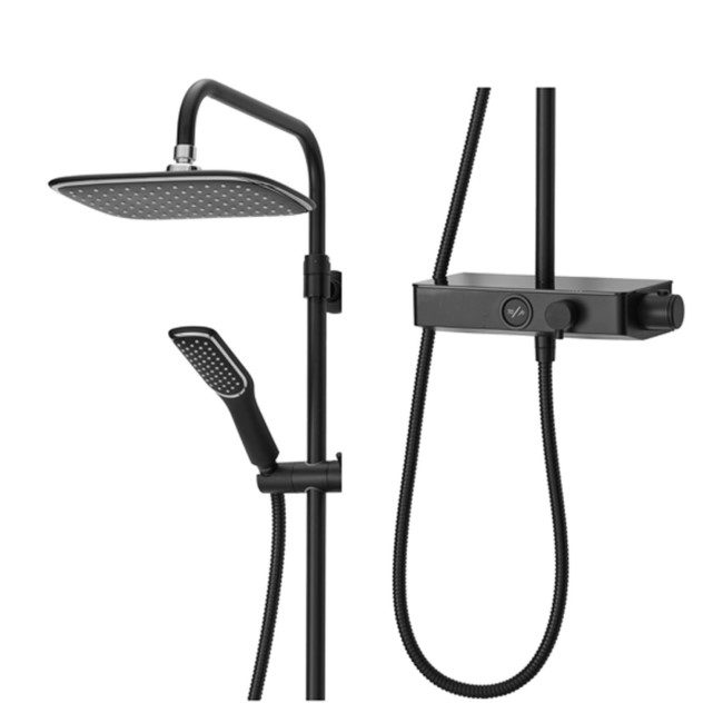 Triton Push Button Bar Diverter Mixer Shower Set - Black