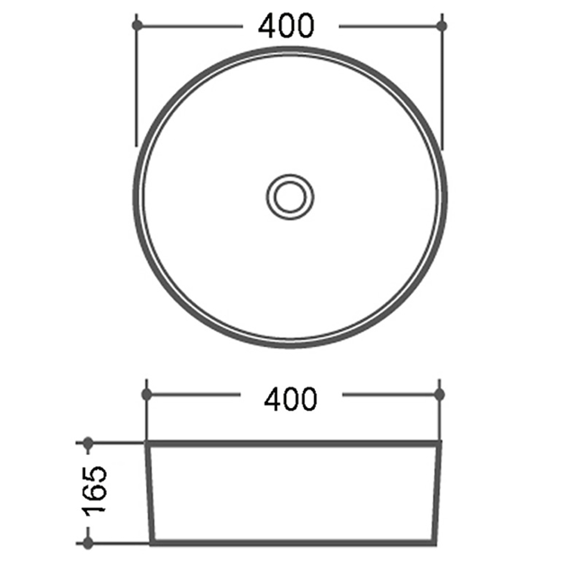 Round Small Countertop Basin 400mm - Synergy Sella