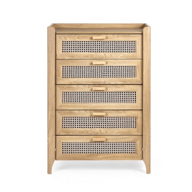 Rattan Chest of 5 Drawers - Sydney - Julian Bowen