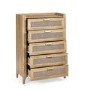 Rattan Chest of 5 Drawers - Sydney - Julian Bowen