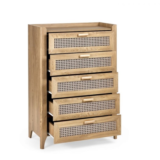 Rattan Chest of 5 Drawers - Sydney - Julian Bowen