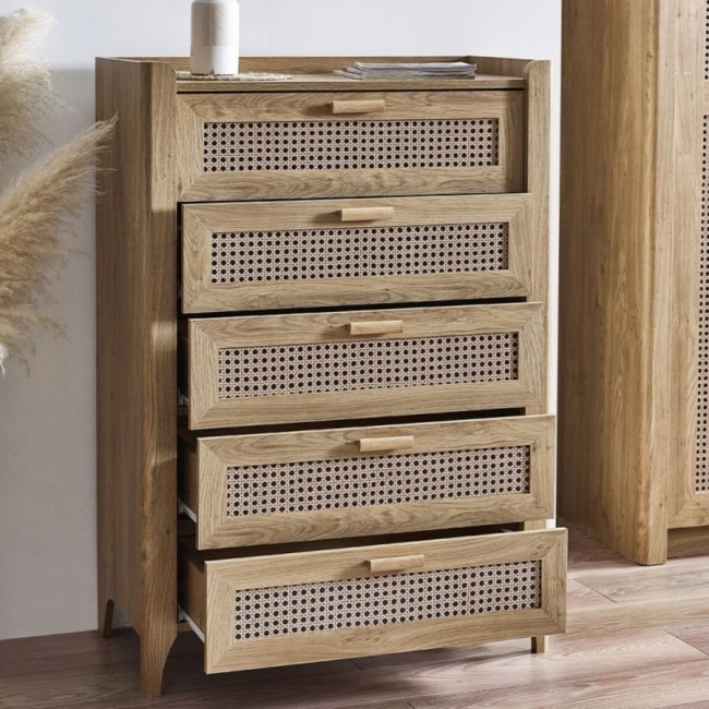 Rattan Chest of 5 Drawers - Sydney - Julian Bowen