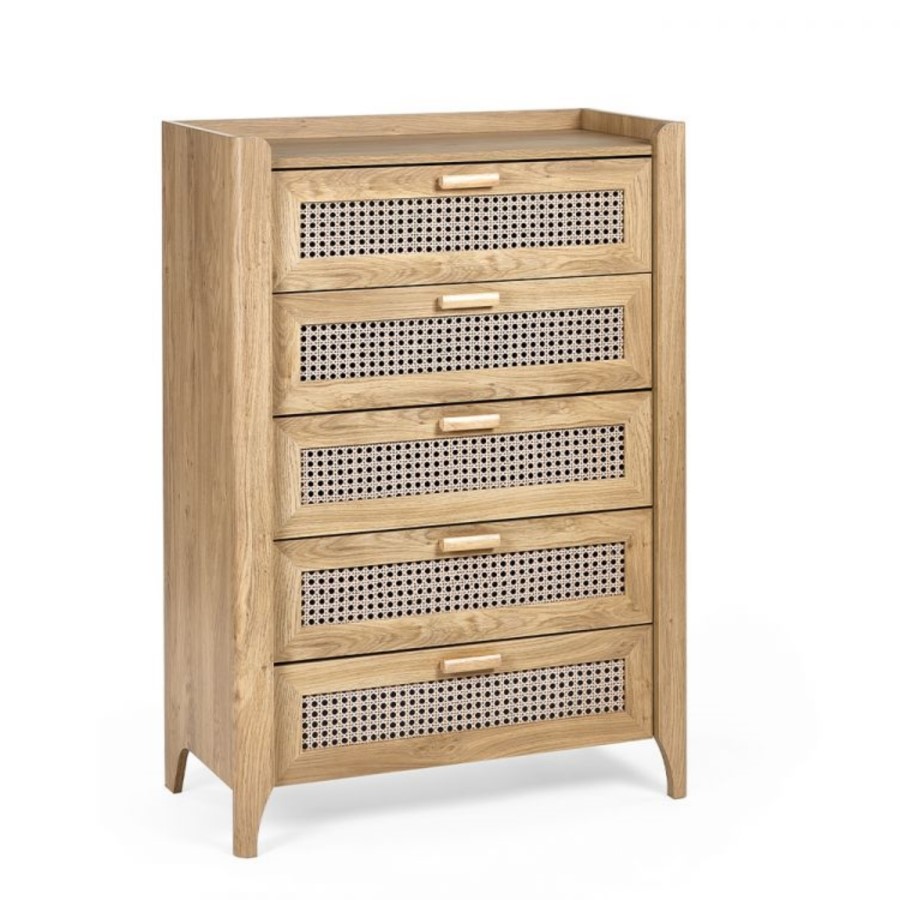 Rattan Chest of 5 Drawers - Sydney - Julian Bowen