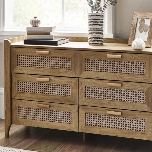 Rattan Wide Chest of 6 Drawers - Sydney - Julian Bowen