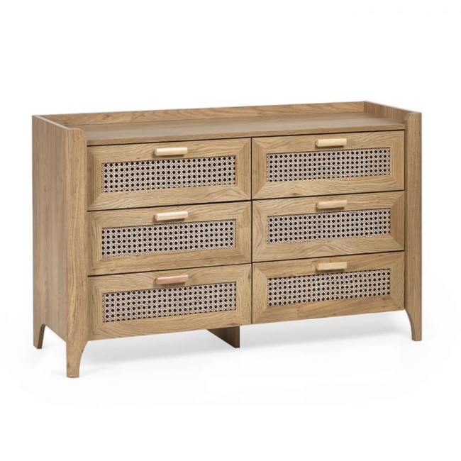 Rattan Wide Chest of 6 Drawers - Sydney - Julian Bowen