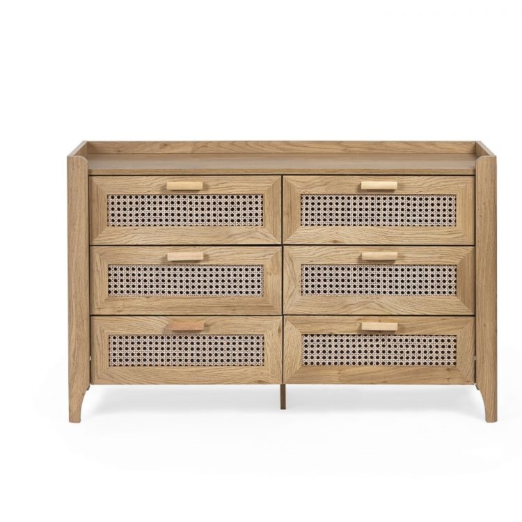 Rattan Wide Chest of 6 Drawers - Sydney - Julian Bowen