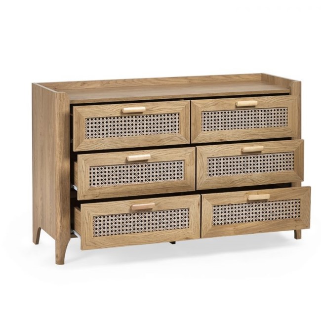 Rattan Wide Chest of 6 Drawers - Sydney - Julian Bowen