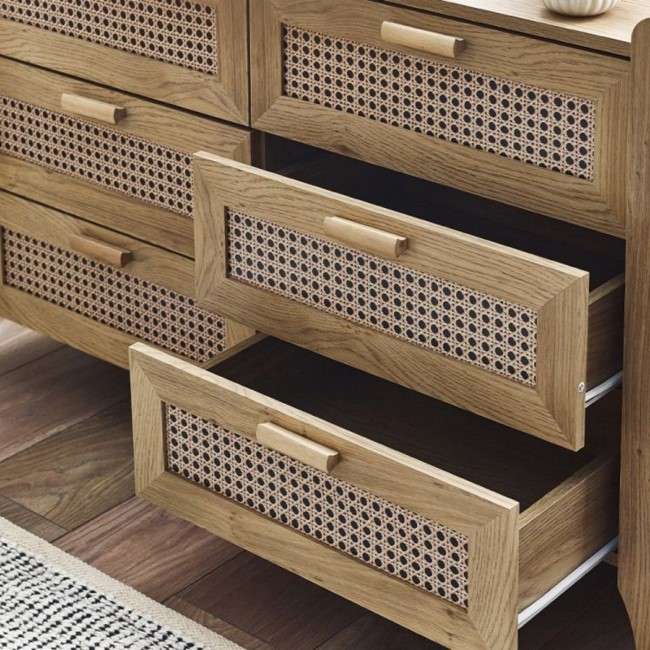 Rattan Wide Chest of 6 Drawers - Sydney - Julian Bowen