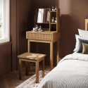 SYR002 Natural Oak Dressing Table With Mirror and Matching Stool - Sawyer