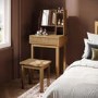 Natural Oak Dressing Table With Mirror and Matching Stool - Sawyer