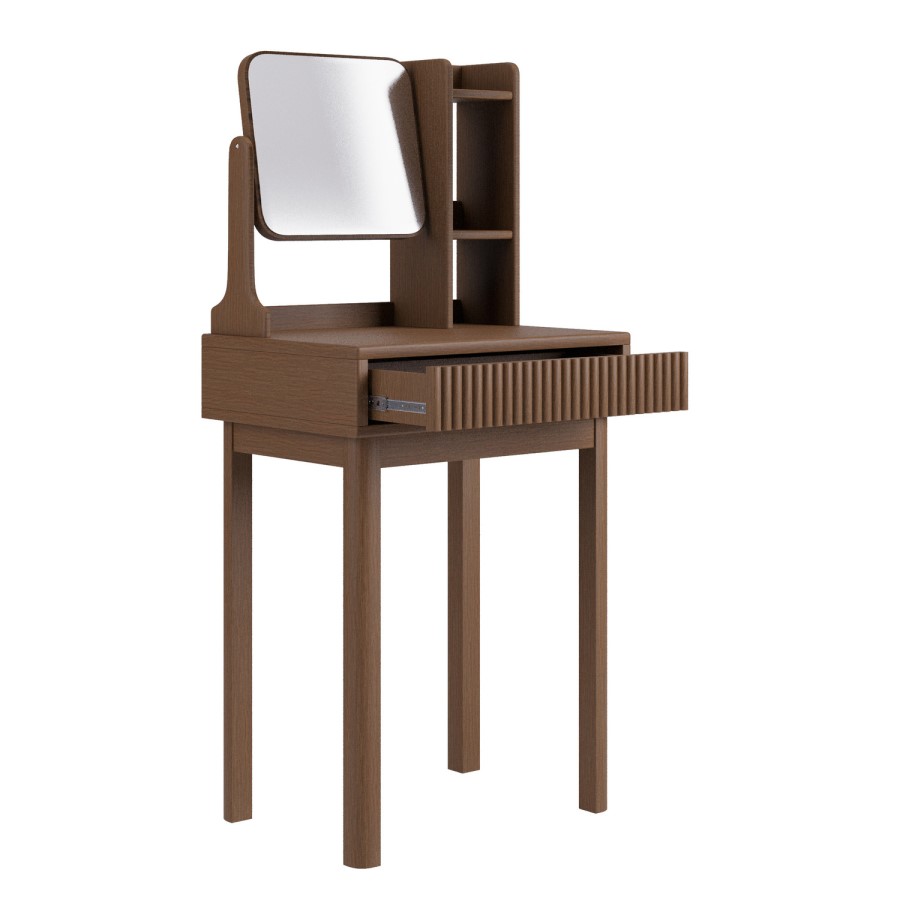 Walnut Dressing Table With Mirror and Matching Stool - Sawyer 