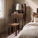 SYR001 Walnut Dressing Table With Mirror and Matching Stool - Sawyer 