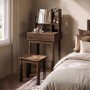 Walnut Dressing Table With Mirror and Matching Stool - Sawyer 