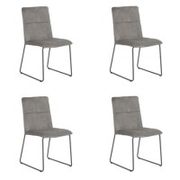 Soren Set of 4 Grey Velvet  Dining Chairs