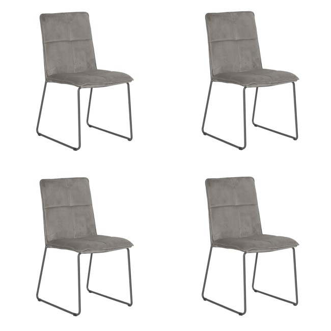 Soren Set of 4 Grey Velvet  Dining Chairs