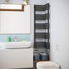 Metallic Black Bathroom Towel Radiator fits on an Internal Corner 1275 x 350mm