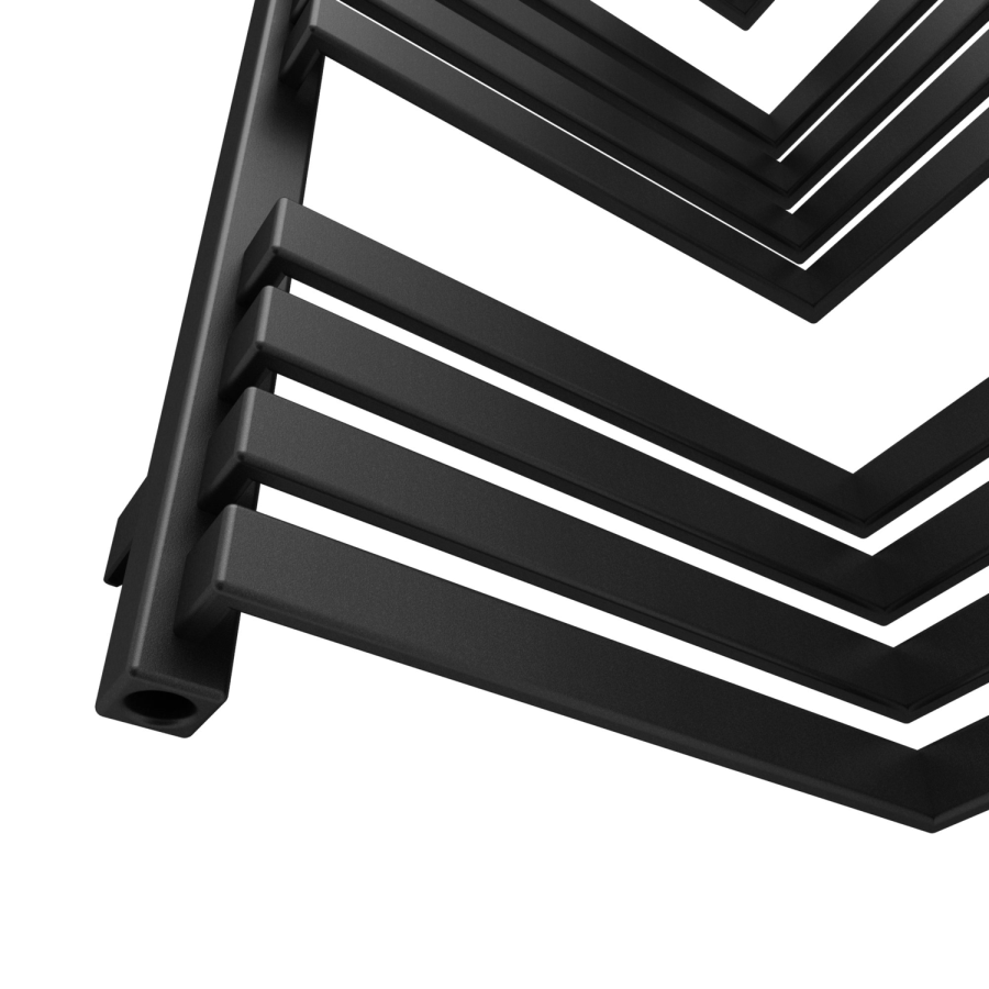 Metallic Black Bathroom Towel Radiator fits on an Internal Corner 1275 x 350mm