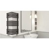 Metallic Black Bathroom Towel Radiator fits on an External Corner 735 x 300mm