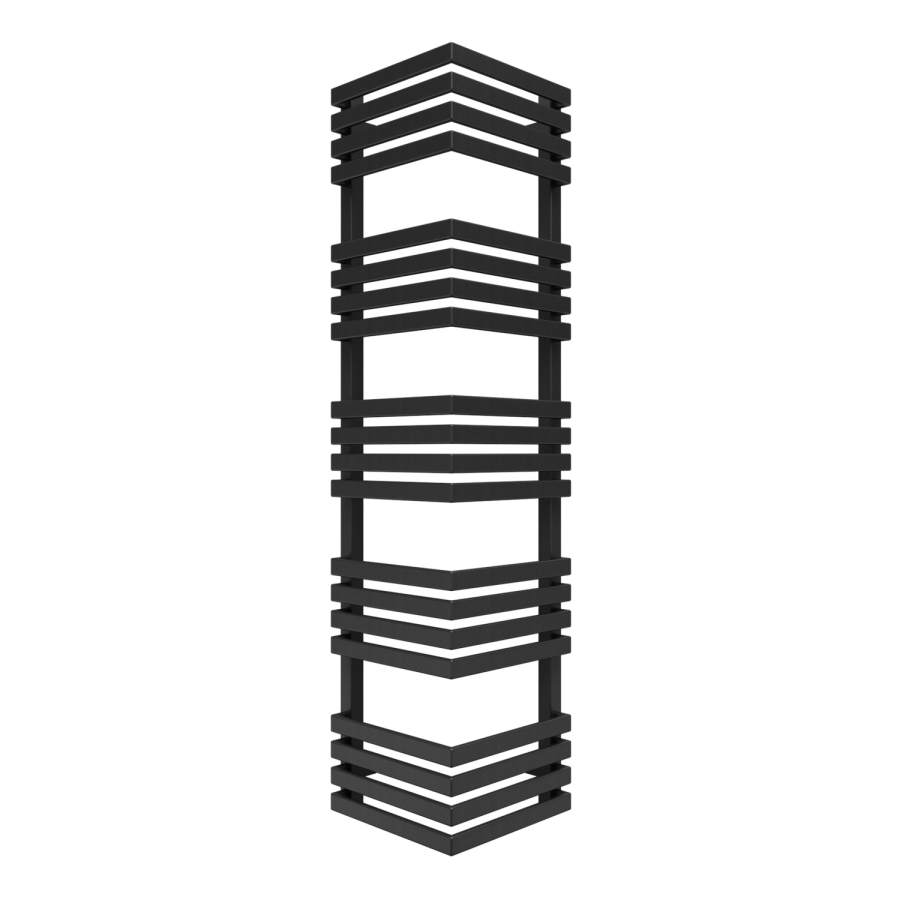 Metallic Black Bathroom Towel Radiator fits on an External Corner 1275 x 300mm