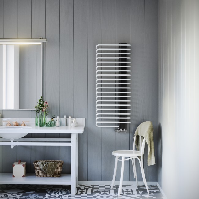Heban and Soft White Vertical Bathroom Towel Radiator 1200 x 500mm