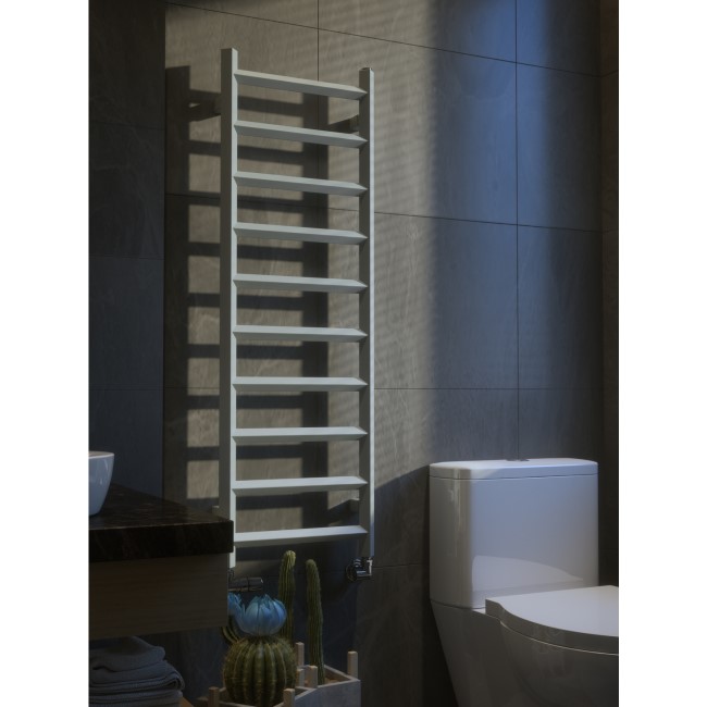 Metallic Silver Vertical bathroom Towel radiator 1200 x 400mm