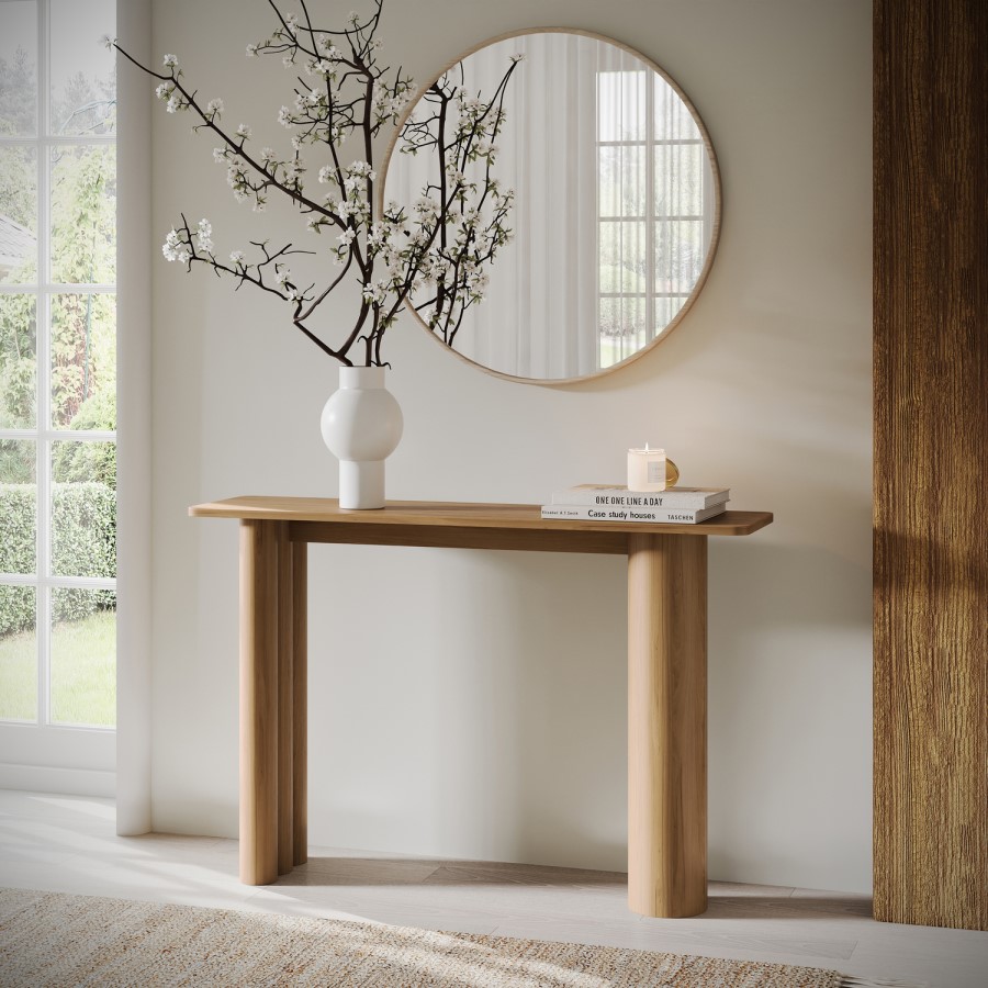 Oak Console Table with Fluted Legs - Tate